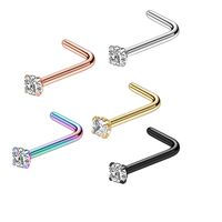 Simple Style Solid Color Stainless Steel Inlay Zircon Nose Studs 1 Piece sku image 2