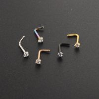 Simple Style Solid Color Stainless Steel Inlay Zircon Nose Studs 1 Piece main image 3