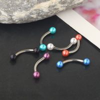 Fashion Solid Color Stainless Steel Inlay Pearl Eyebrow Nails 1 Piece main image 5