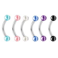 Fashion Solid Color Stainless Steel Inlay Pearl Eyebrow Nails 1 Piece sku image 1
