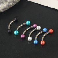 Fashion Solid Color Stainless Steel Inlay Pearl Eyebrow Nails 1 Piece main image 2