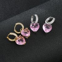 Fashion Geometric Heart Shape Copper Inlay Zircon Drop Earrings 1 Pair main image 3