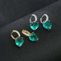 Fashion Geometric Heart Shape Copper Inlay Zircon Drop Earrings 1 Pair main image 2