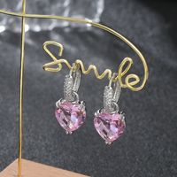 Fashion Geometric Heart Shape Copper Inlay Zircon Drop Earrings 1 Pair sku image 2