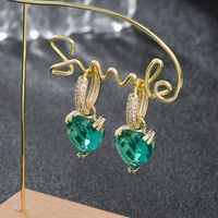 Fashion Geometric Heart Shape Copper Inlay Zircon Drop Earrings 1 Pair sku image 3