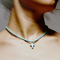 Fashion Cross Plastic Beaded Women's Necklace 1 Piece sku image 3