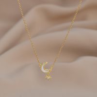 Fashion Geometric Star Moon Copper Inlay Zircon Necklace sku image 1