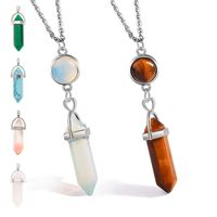 Fashion Hexagon Prism Alloy Plating Inlay Natural Stone Unisex Pendant Necklace 1 Piece main image 4