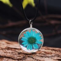 Simple Style Flower Glass Leather Rope Women's Pendant Necklace 1 Piece main image 5