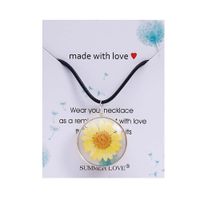 Simple Style Flower Glass Leather Rope Women's Pendant Necklace 1 Piece sku image 4