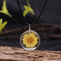 Simple Style Flower Glass Leather Rope Women's Pendant Necklace 1 Piece main image 2