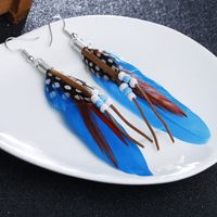 Fashion Solid Color Feather Beaded Tassel Women's Drop Earrings 1 Pair sku image 5