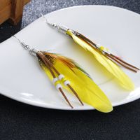 Fashion Solid Color Feather Beaded Tassel Women's Drop Earrings 1 Pair sku image 4