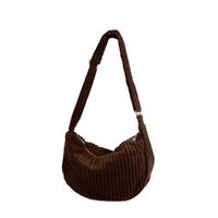 Women's Medium Corduroy Solid Color Fashion Dumpling Shape Zipper Crossbody Bag main image 5