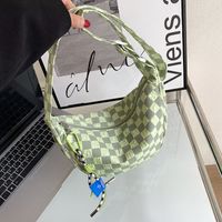 Women's Medium Nylon Plaid Solid Color Fashion Semicircle Zipper Crossbody Bag sku image 3