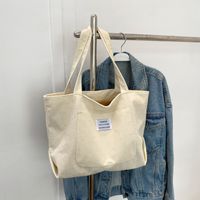 Women's Vintage Style Solid Color Corduroy Shopping Bags sku image 4