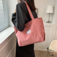 Women's Vintage Style Solid Color Corduroy Shopping Bags main image 4