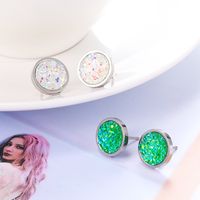 Simple Style Round Stainless Steel Resin Plating Ear Studs 1 Pair main image 3