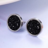 Simple Style Round Stainless Steel Resin Plating Ear Studs 1 Pair sku image 5