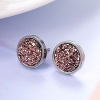 Simple Style Round Stainless Steel Resin Plating Ear Studs 1 Pair sku image 4