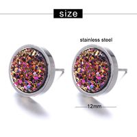 Style Simple Rond Acier Inoxydable Résine Placage Boucles D'oreilles 1 Paire main image 2