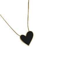 Wholesale Simple Style Heart Shape Titanium Steel Inlay Glass Earrings Necklace main image 5