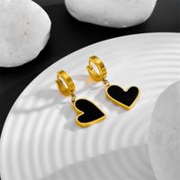 Wholesale Simple Style Heart Shape Titanium Steel Inlay Glass Earrings Necklace sku image 5