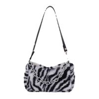 Women's Large Autumn&winter Plush Zebra Fashion Square Zipper Underarm Bag main image 3