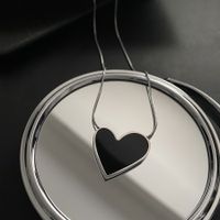 Wholesale Simple Style Heart Shape Titanium Steel Inlay Glass Earrings Necklace main image 4