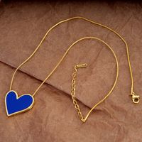 Wholesale Simple Style Heart Shape Titanium Steel Inlay Glass Earrings Necklace sku image 2