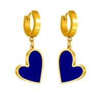 Wholesale Simple Style Heart Shape Titanium Steel Inlay Glass Earrings Necklace sku image 6