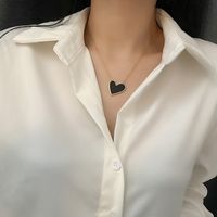 Großhandel Einfacher Stil Herzform Titan Stahl Inlay Glas Ohrringe Halskette main image 2