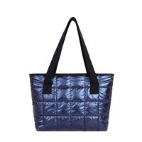Women's Large Nylon Solid Color Fashion Square Zipper Tote Bag sku image 1