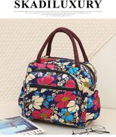 Women's Medium All Seasons Nylon Flower Fashion Square Zipper Handbag sku image 11
