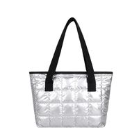 Women's Large Nylon Solid Color Fashion Square Zipper Tote Bag sku image 4