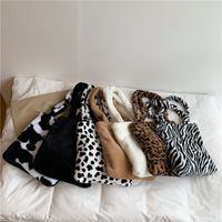 Women's Large Plush Zebra Solid Color Leopard Fashion Square Zipper Shoulder Bag main image 6
