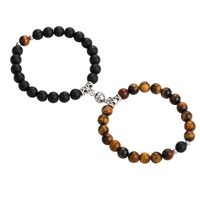 Fashion Round Stainless Steel Alloy Natural Stone Beaded Bracelets main image 5