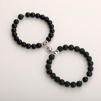 Fashion Round Stainless Steel Alloy Natural Stone Beaded Bracelets sku image 1