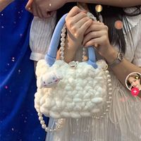 Women's Medium Plush Cartoon Cute Ornament Square Hidden Buckle Crossbody Bag sku image 19