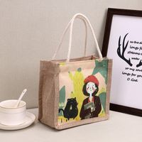 Women's Fashion Cartoon Fruit Canvas Cotton And Linen Shopping Bags sku image 5