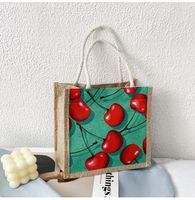 Women's Fashion Cartoon Fruit Canvas Cotton And Linen Shopping Bags sku image 16