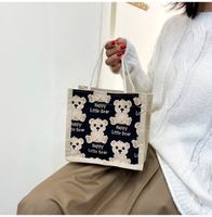 Women's Fashion Cartoon Fruit Canvas Cotton And Linen Shopping Bags sku image 35