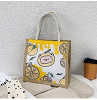 Women's Fashion Cartoon Fruit Canvas Cotton And Linen Shopping Bags sku image 14