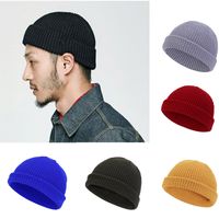 Hombres Estilo Simple Color Sólido Prensado Gorro De Lana main image 6