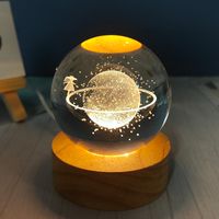 Creative Carving Luminous Crystal Ball Table Decorative Small Night Lamp main image 2