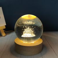 Creative Carving Luminous Crystal Ball Table Decorative Small Night Lamp sku image 17
