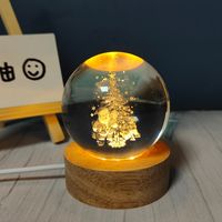 Creative Carving Luminous Crystal Ball Table Decorative Small Night Lamp sku image 1