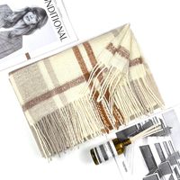 Women's Fashion Lattice Imitation Cashmere Tassel Winter Scarves sku image 4