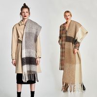 Women's Fashion Color Block Imitation Cashmere Tassel Winter Scarves main image 1