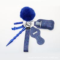 8pcs Frauen Selbstverteidigung Mode Pu Leder Print Schlüssel Anhänger sku image 2